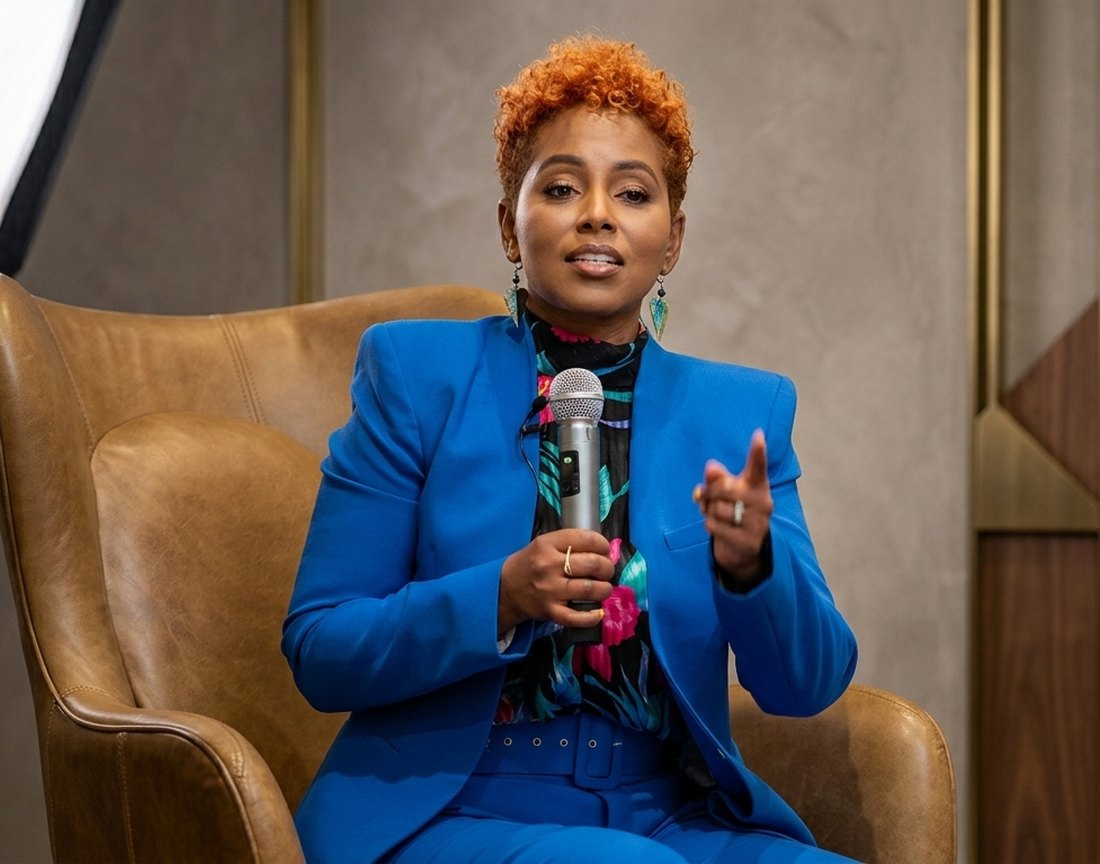 Tiana Sanchez in conversation on stage