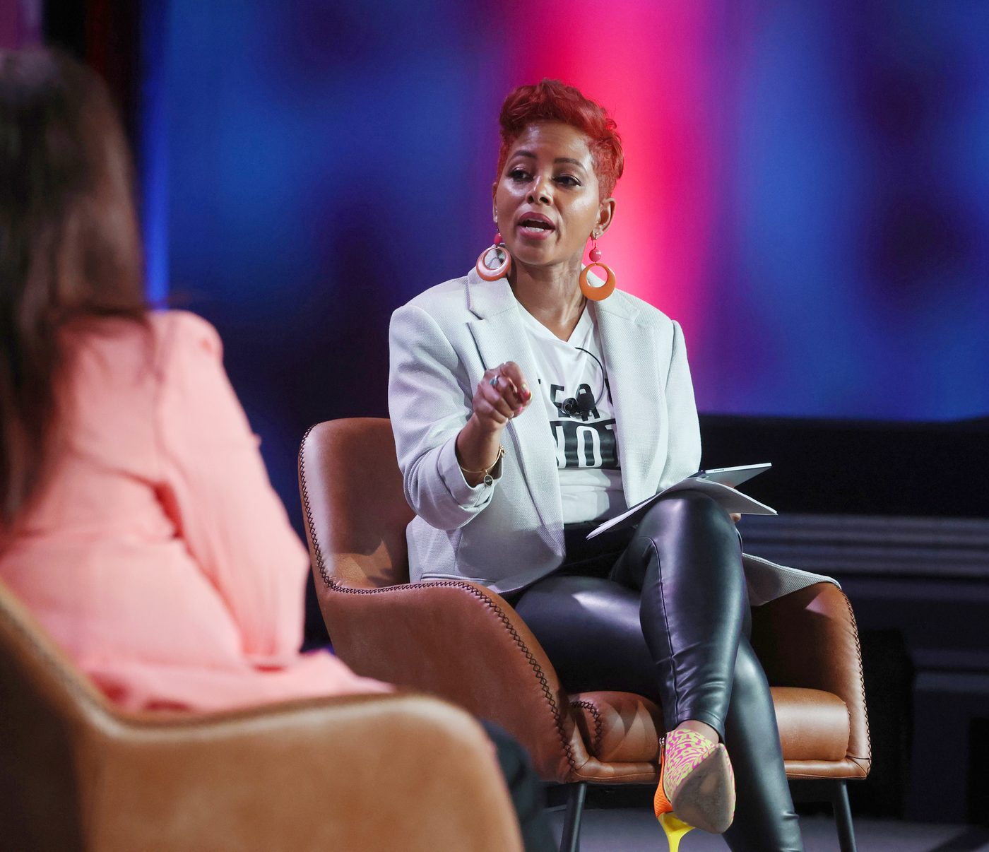 Tiana Sanchez in conversation on stage