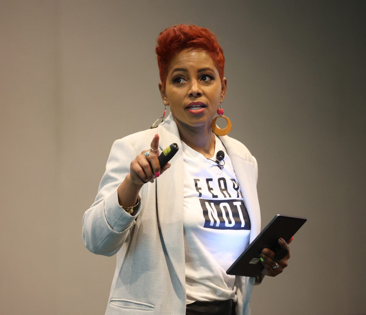 Tiana Sanchez presenting to a room